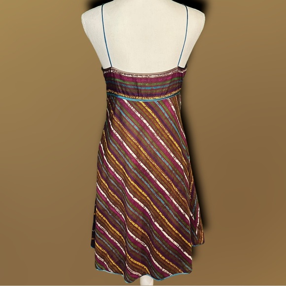 Vintage Y2K Catherine Malandrino Cotton Spaghetti Strap Striped Multicolor Dress - Picture 15 of 16